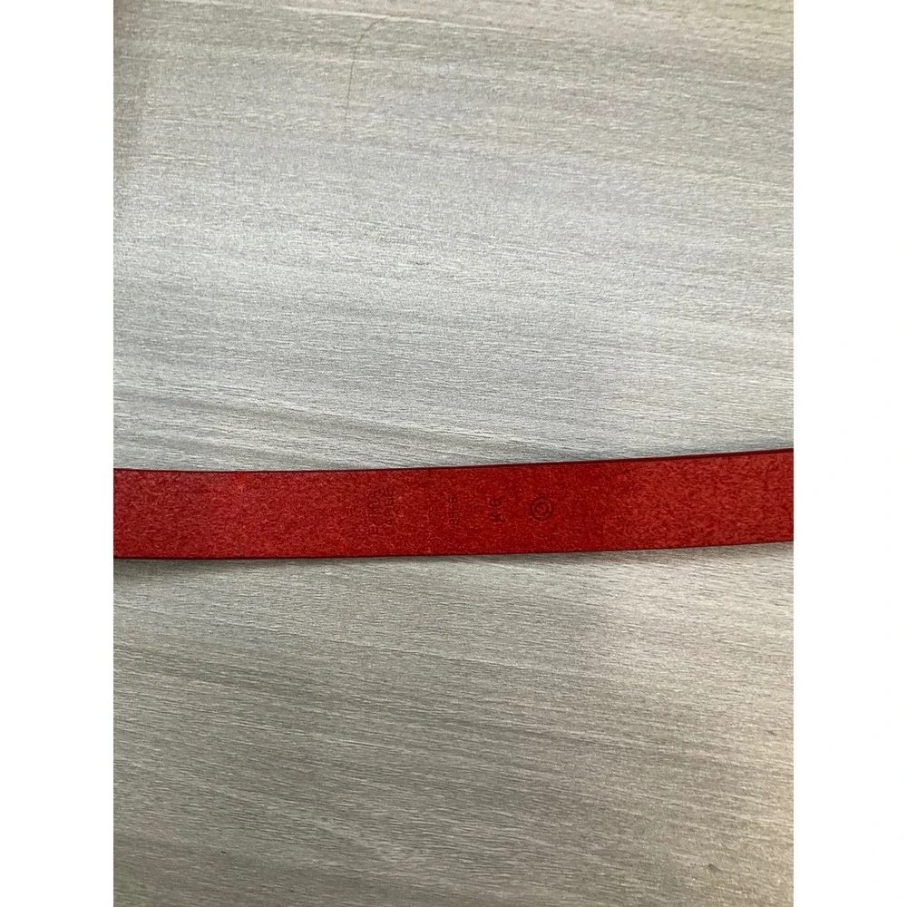 WOMENS COACH DARK RED LEATHER BELT SILVER BUCKLE MADE IN ITALY BRASS